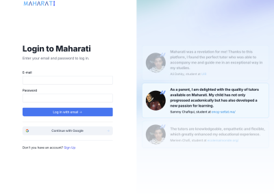 Application Maharati Login Page